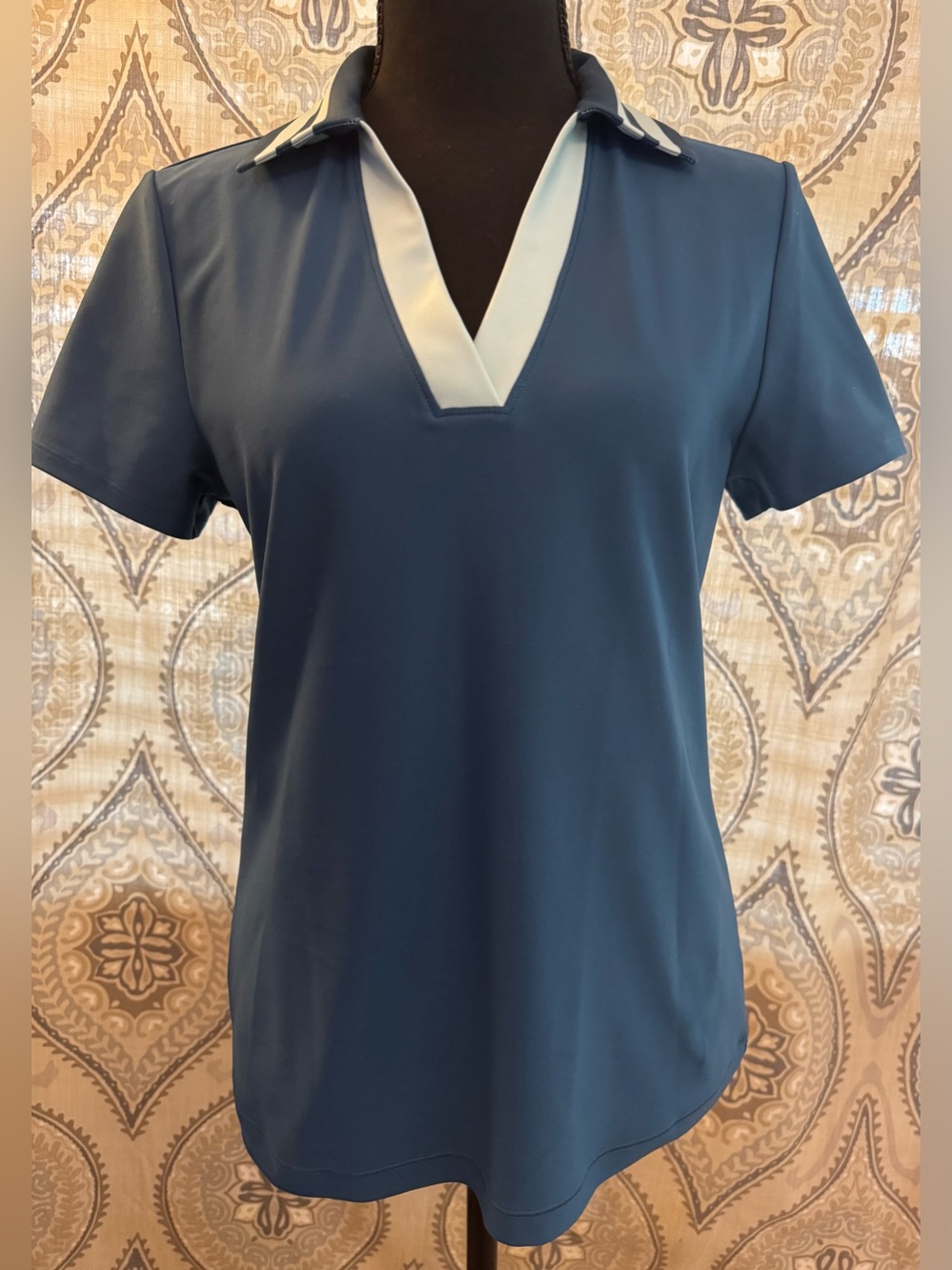 NWT Johnny Was Bee Active Basic Polo Small - Poseidon Blue Style No. A1324